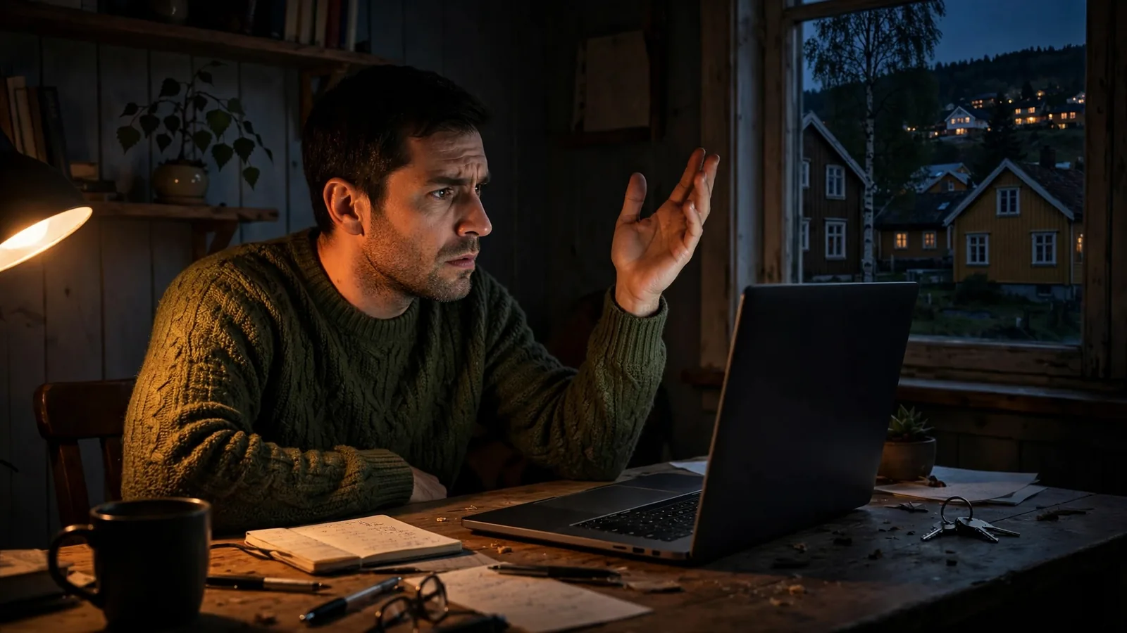 En person som stopper opp med hånden over tastaturet